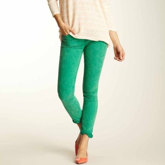 Free People Pants - Free People Skinny Peg Leg Green Corduroy
